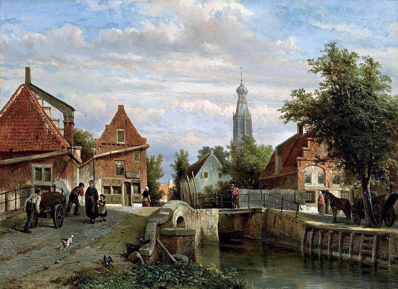 unknow artist A view of the Staal Everspijp and the Grote Kerk in summer, Enkhuizen Sweden oil painting art